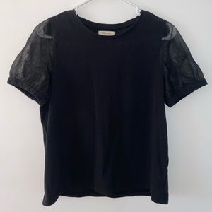Madewell Black Top with Transparent Sleves